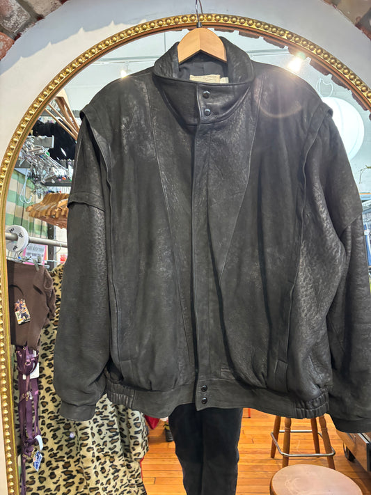Size 46 tall black leather The Boutique of leathers jacket