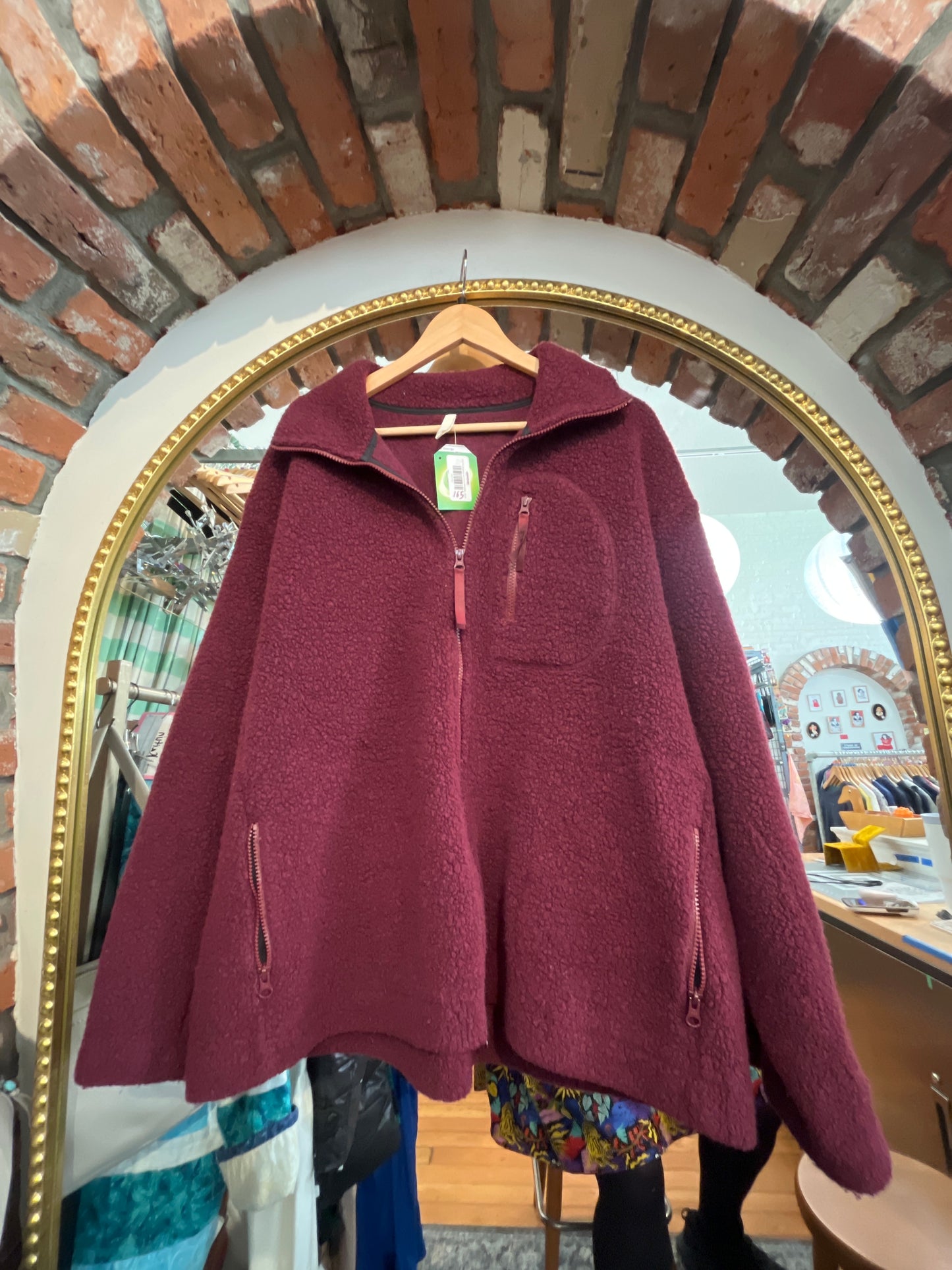 size XXL burgundy wool Astrid Wild jacket - zip up