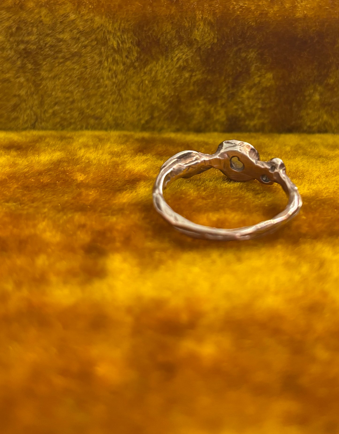 size 10 Emma Glover 14K rose gold moon stone diamond ring