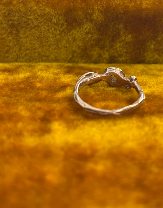 size 10 Emma Glover 14K rose gold moon stone diamond ring