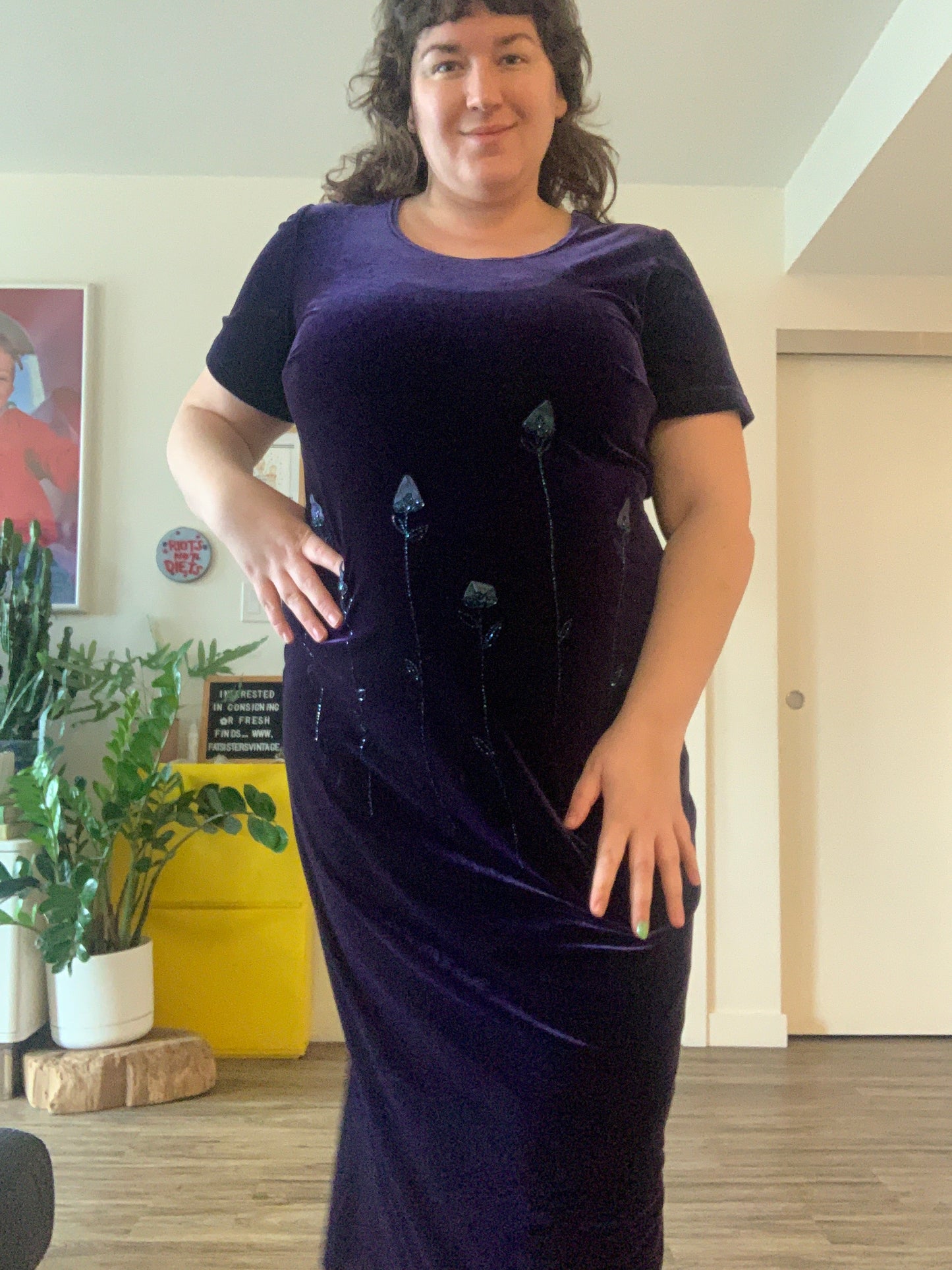 Size 1/2X Vintage Velvet Maxi Dress