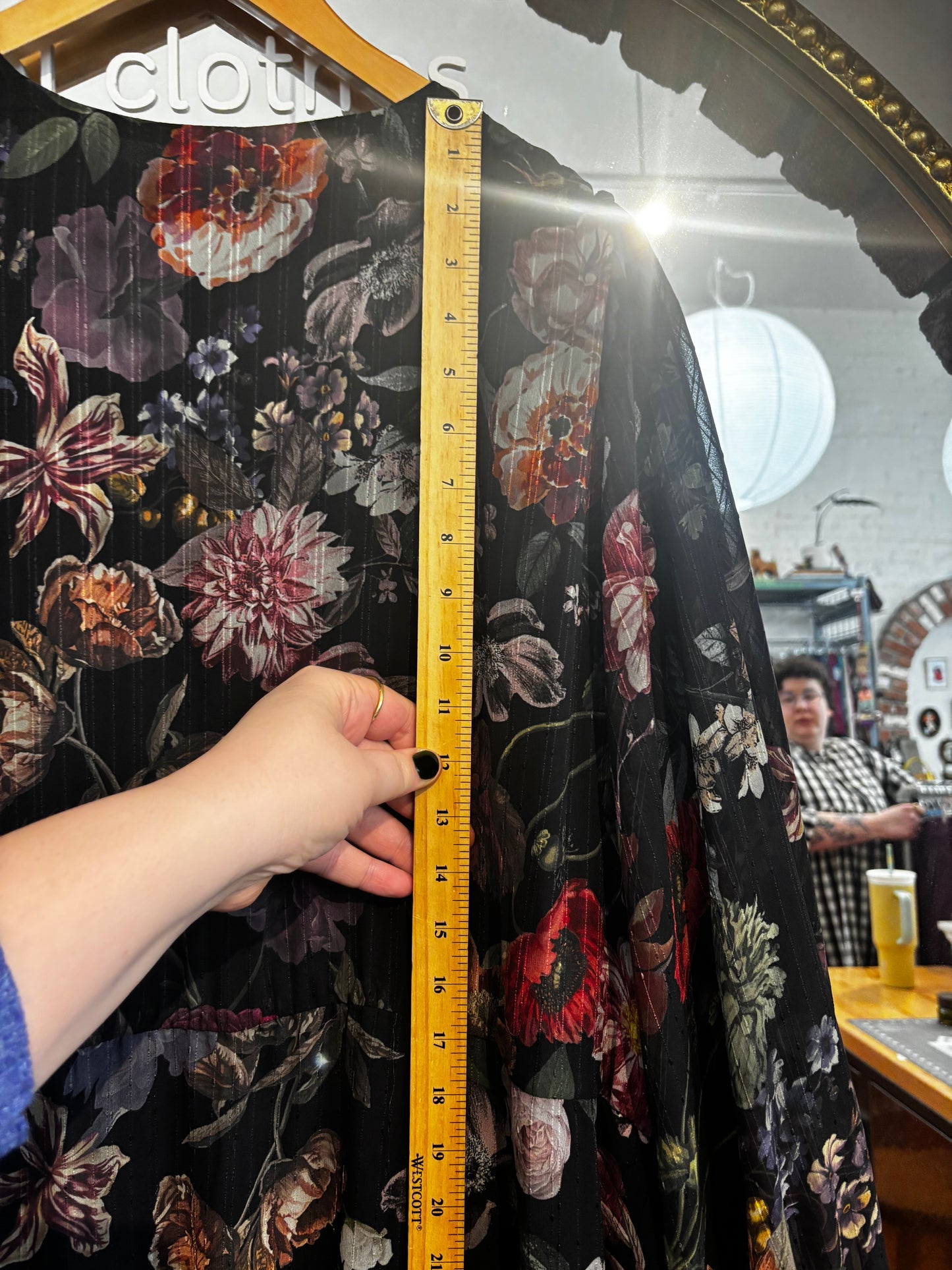 Size 4X Meredith X Penningtons black botanical wrap dress