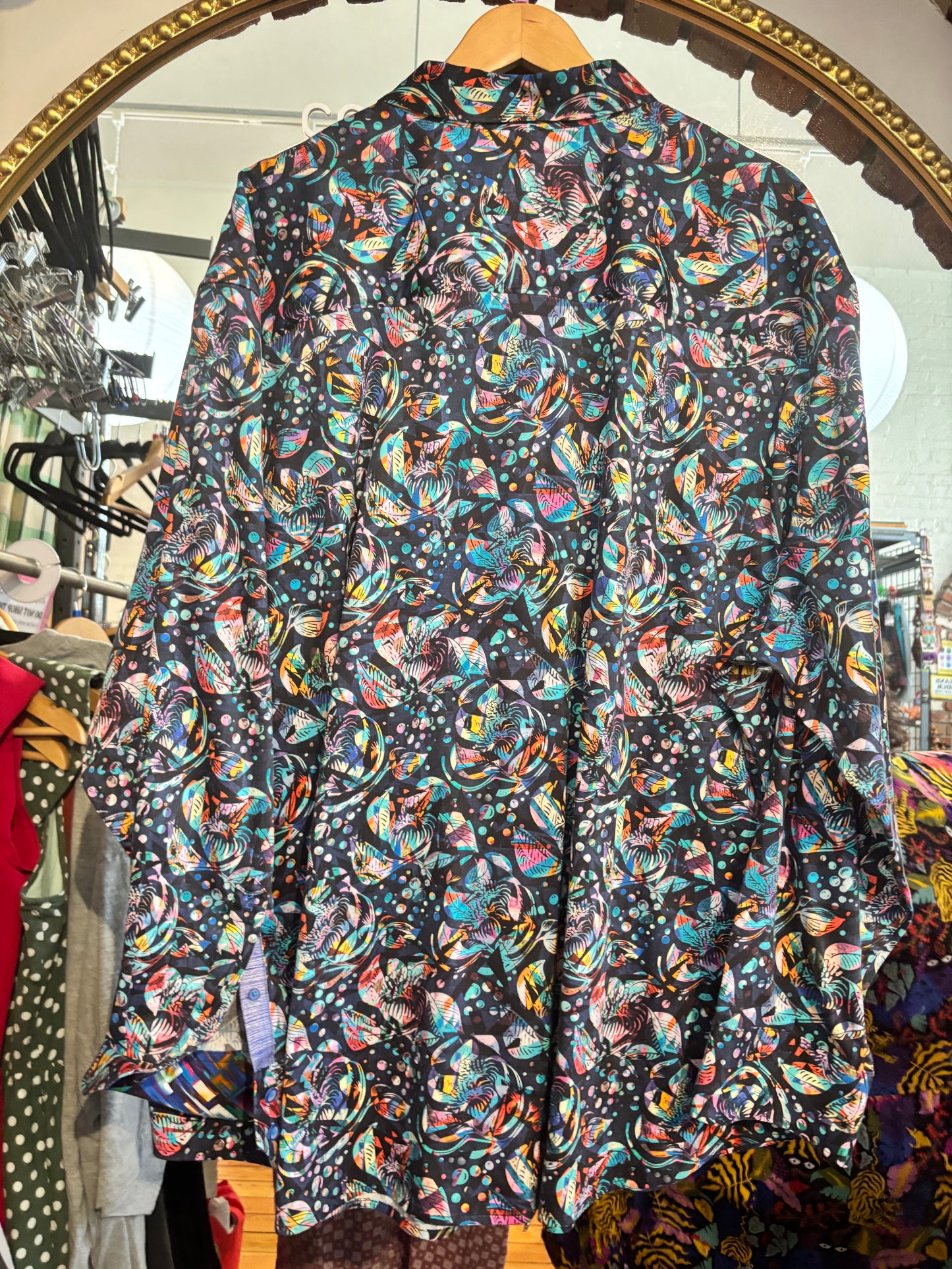 size 4XL ocean rainbow Robert Graham top - button up long sleeve