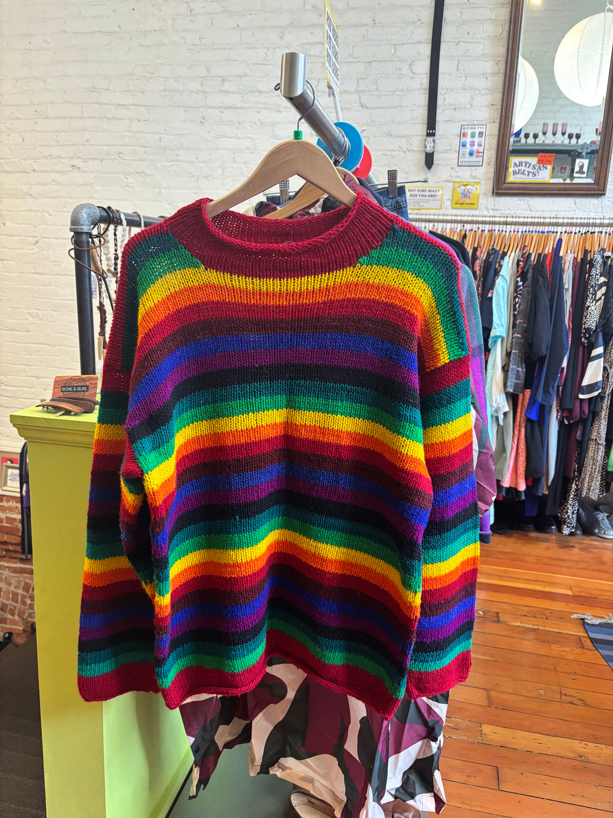 size flex rainbow wool VINTAGE handmade sweater - knit