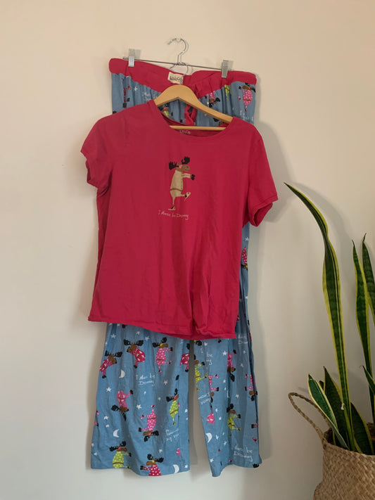 Size XXL Blue-pink moose Wild & Cozy PJs