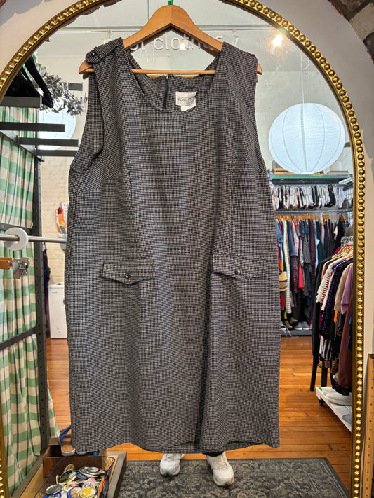 size 18 grey black pattern vintage Michel Antoni dress - pockets