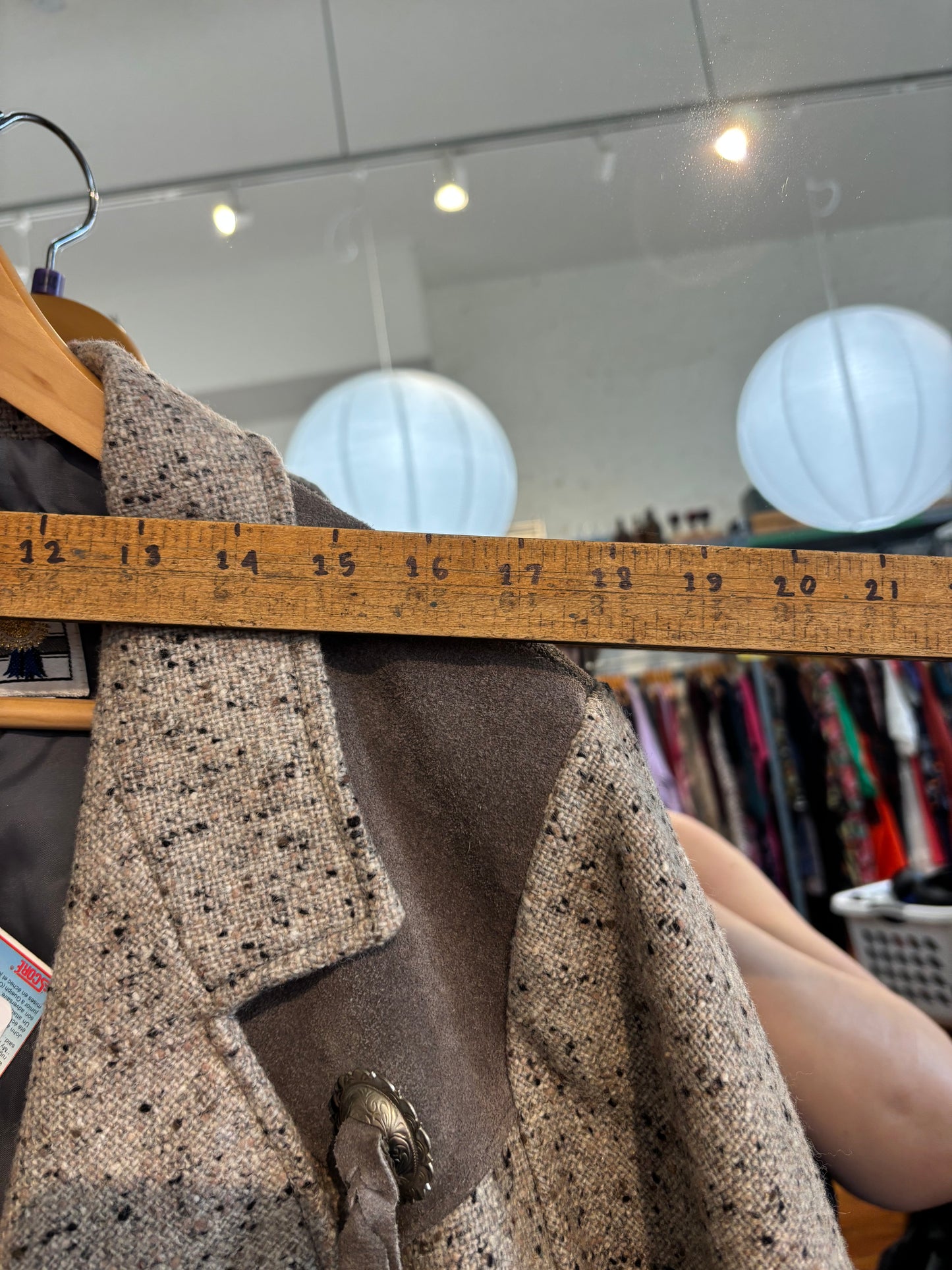 flex size grey speck with suede tassle Pioneer Wear vintage poncho cape