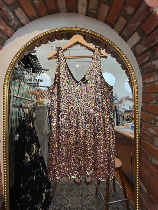 Size 2X colourful sequins Rock and Shine dress