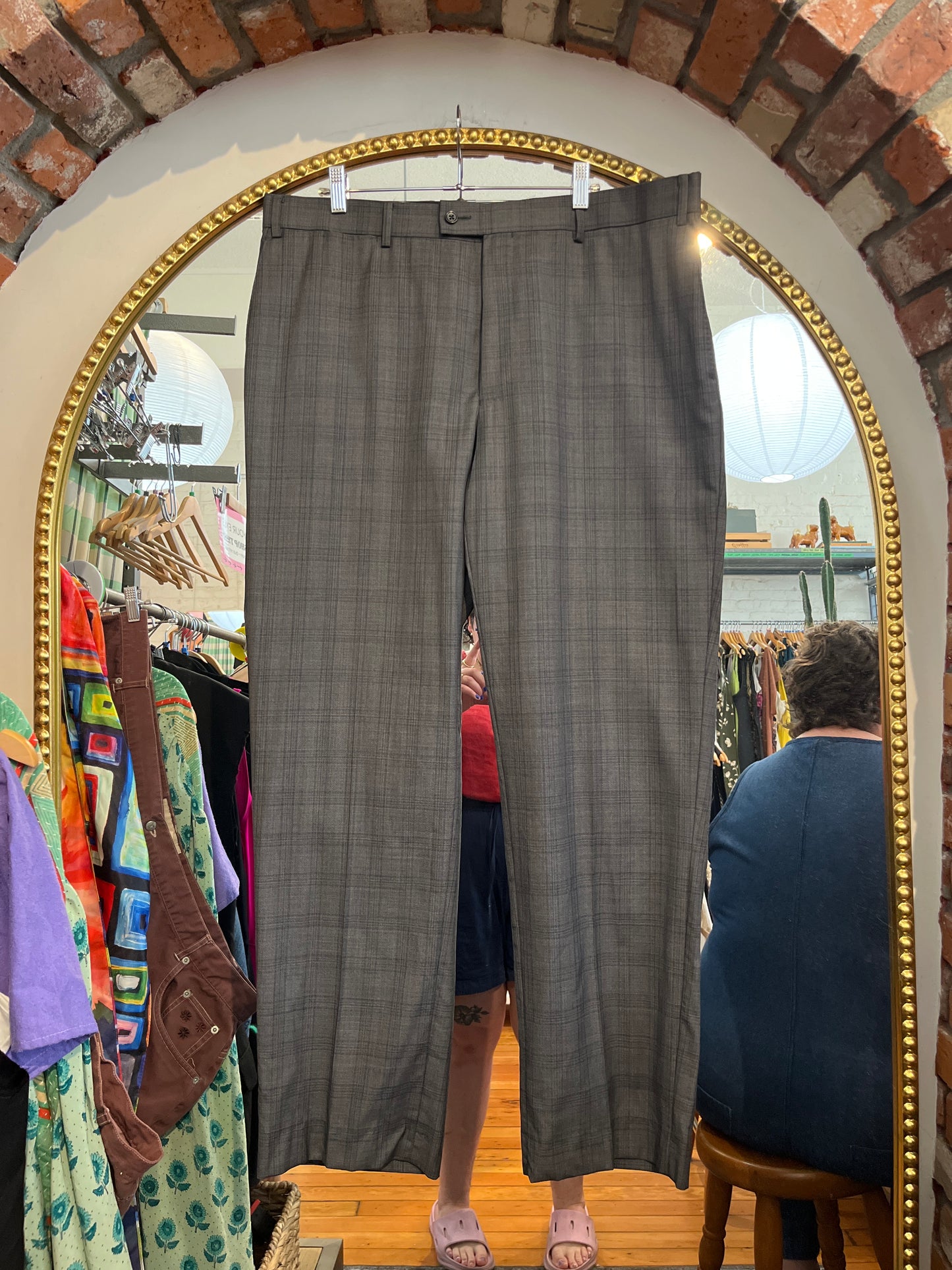 size 40x32 grey plaid wool Moores Talia pants - matching