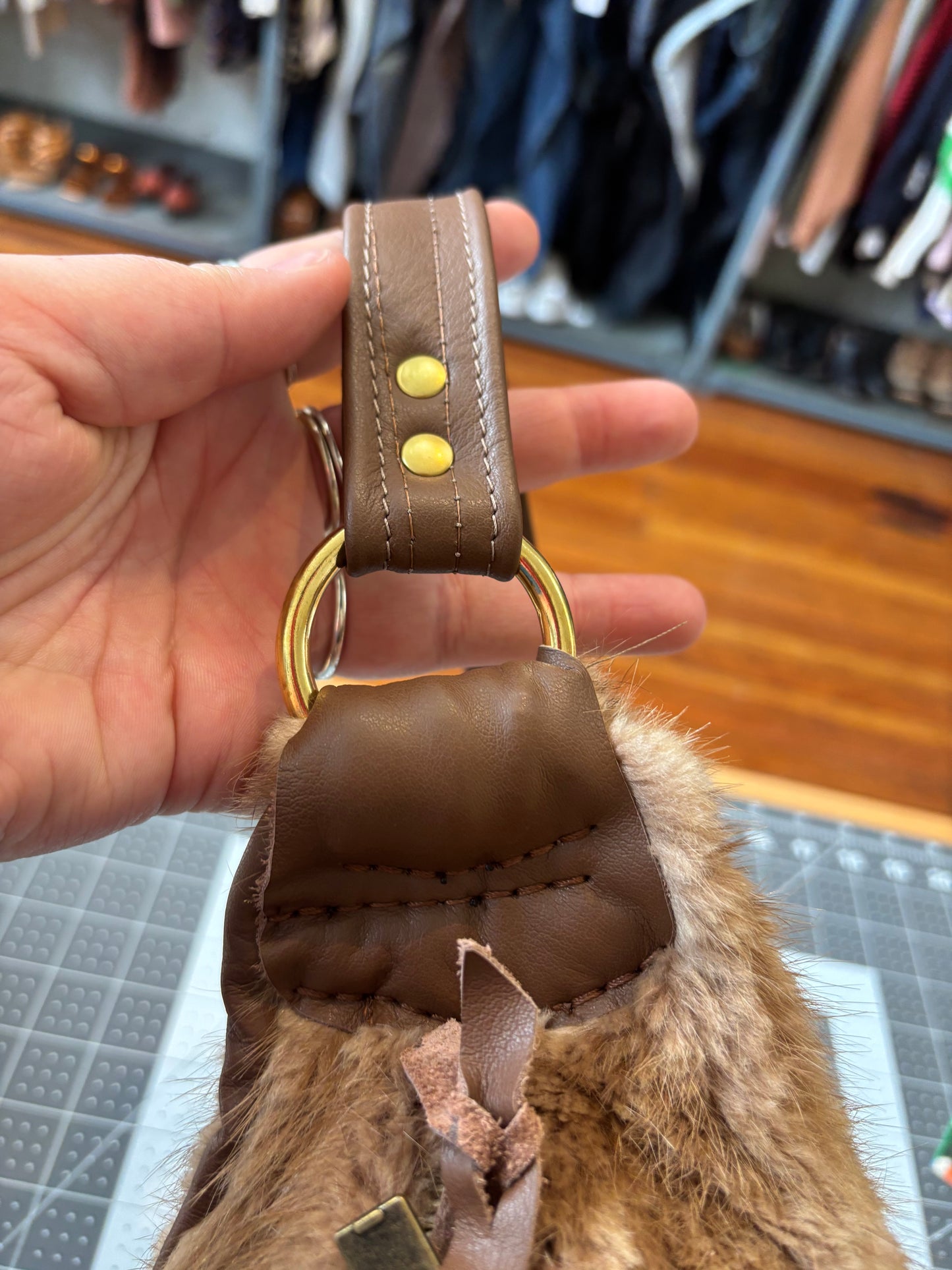 big muskrat pelt local made purse