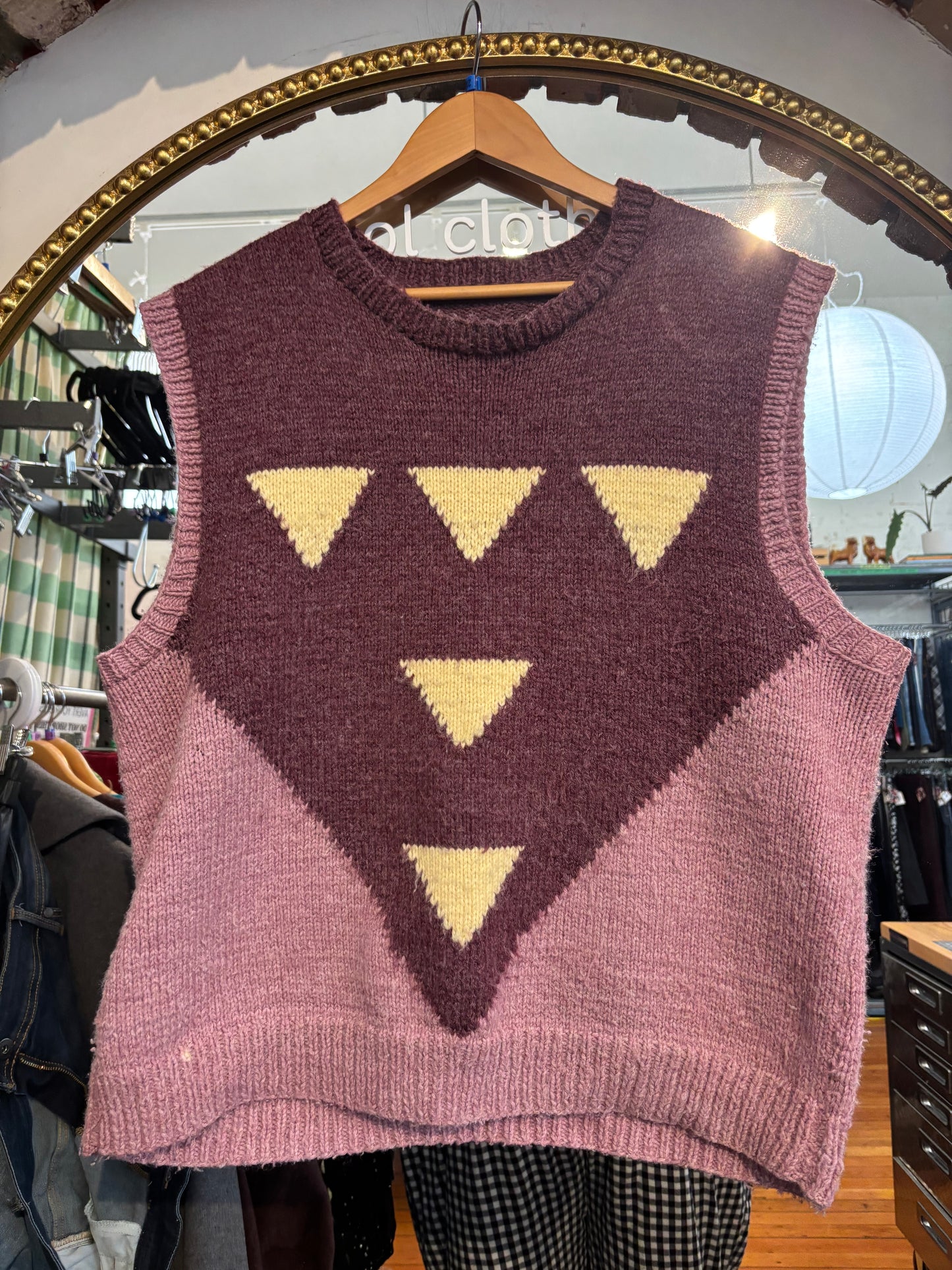 flex size purple purple with triangles handmade vest - knit