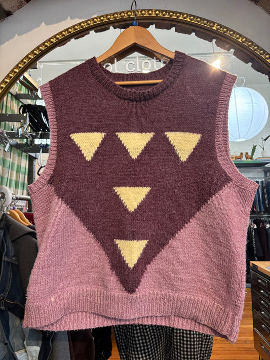 flex size purple purple with triangles handmade vest - knit