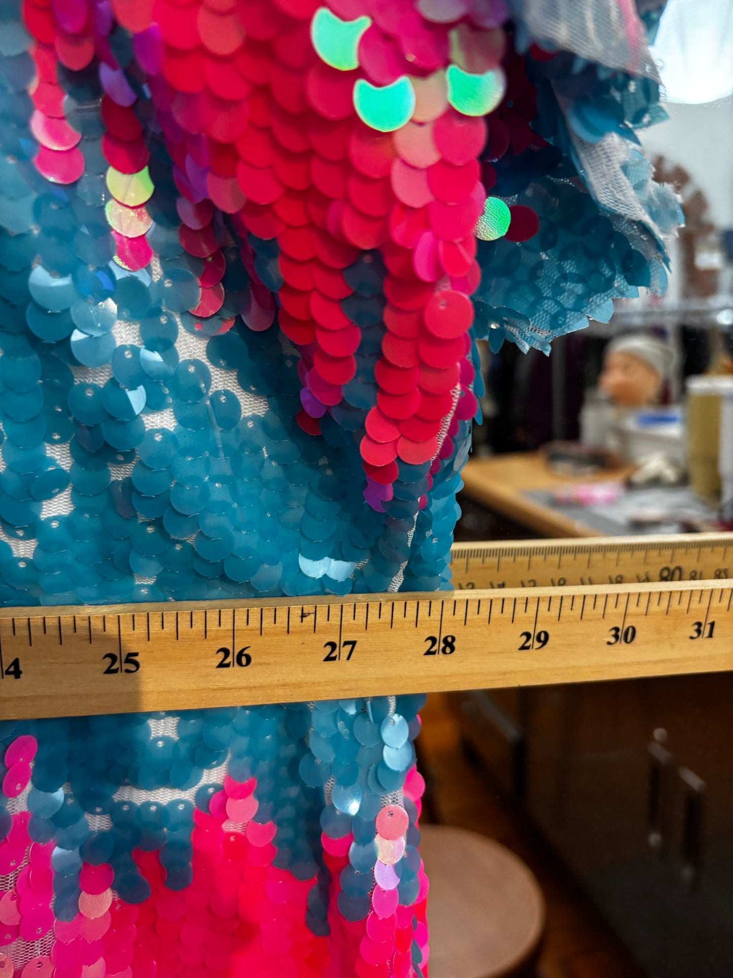 size 5X (small) pink blue sequins XPlusWear dress - boxy