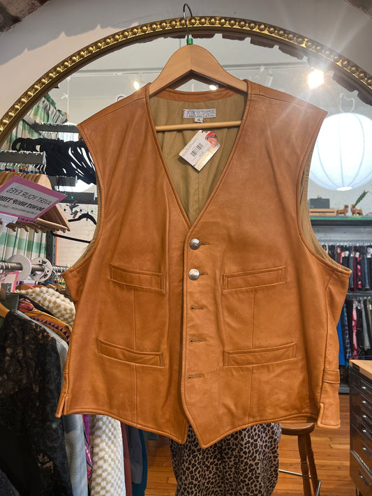 size XL vintage brown leather vest - Pitkin County Dry Goods