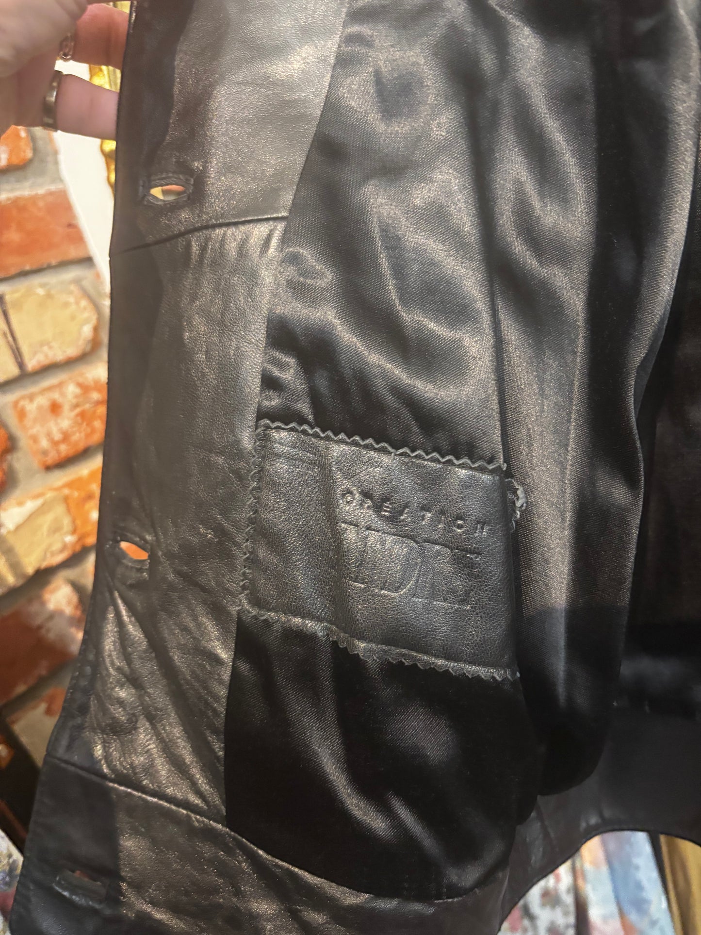 AS IS size 14 black leather and suede VINTAGE Andre Creation jacket