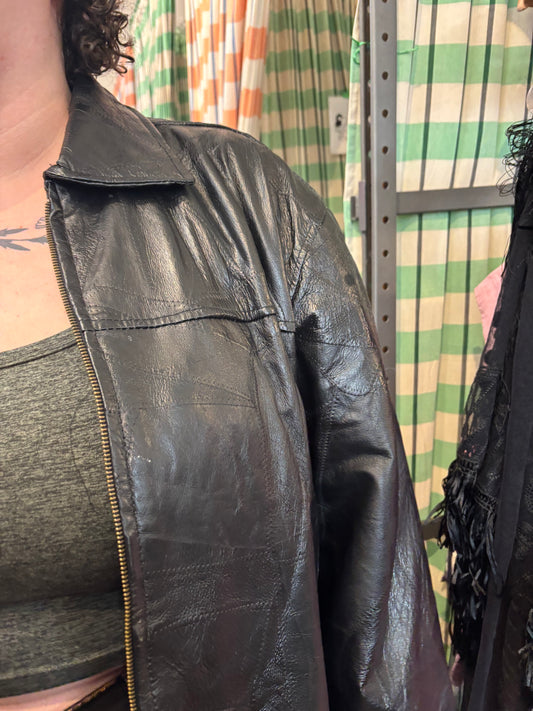 AS IS vintage size XXL LeWORLD patchwork leather jacket