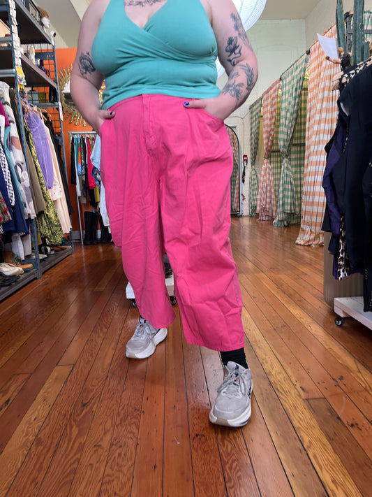size 5XL (small) pink cotton Shiny By Nature pants - wide