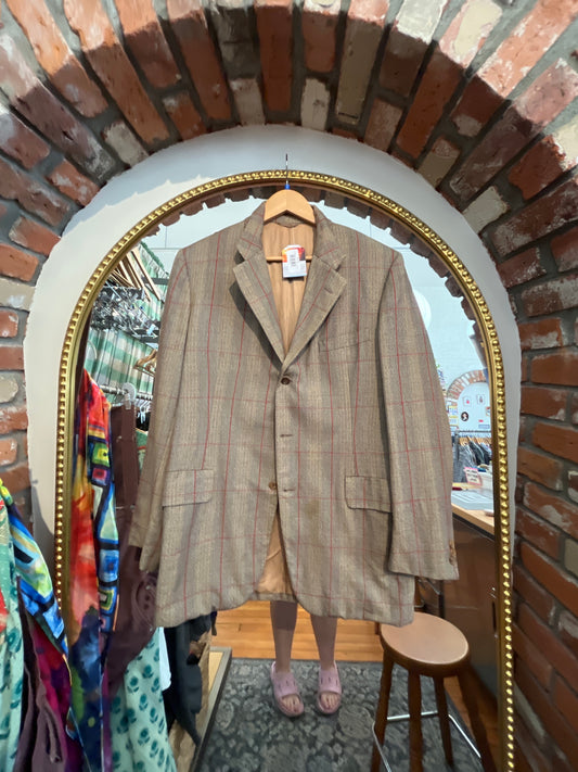 AS IS size 43 long brown tweed VINTAGE Chester Barrie Ltd blazer sportscoat