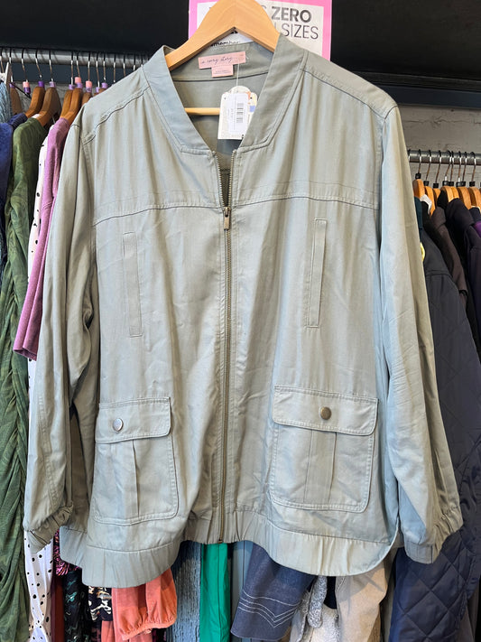size 2X dusty green In Every Story jacket - short