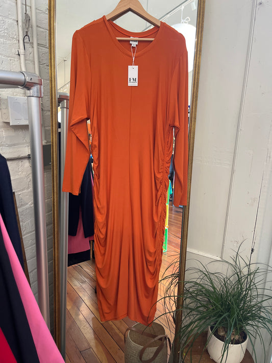 Orange Hilary Macmillan Ruched Long Sleeve Dress