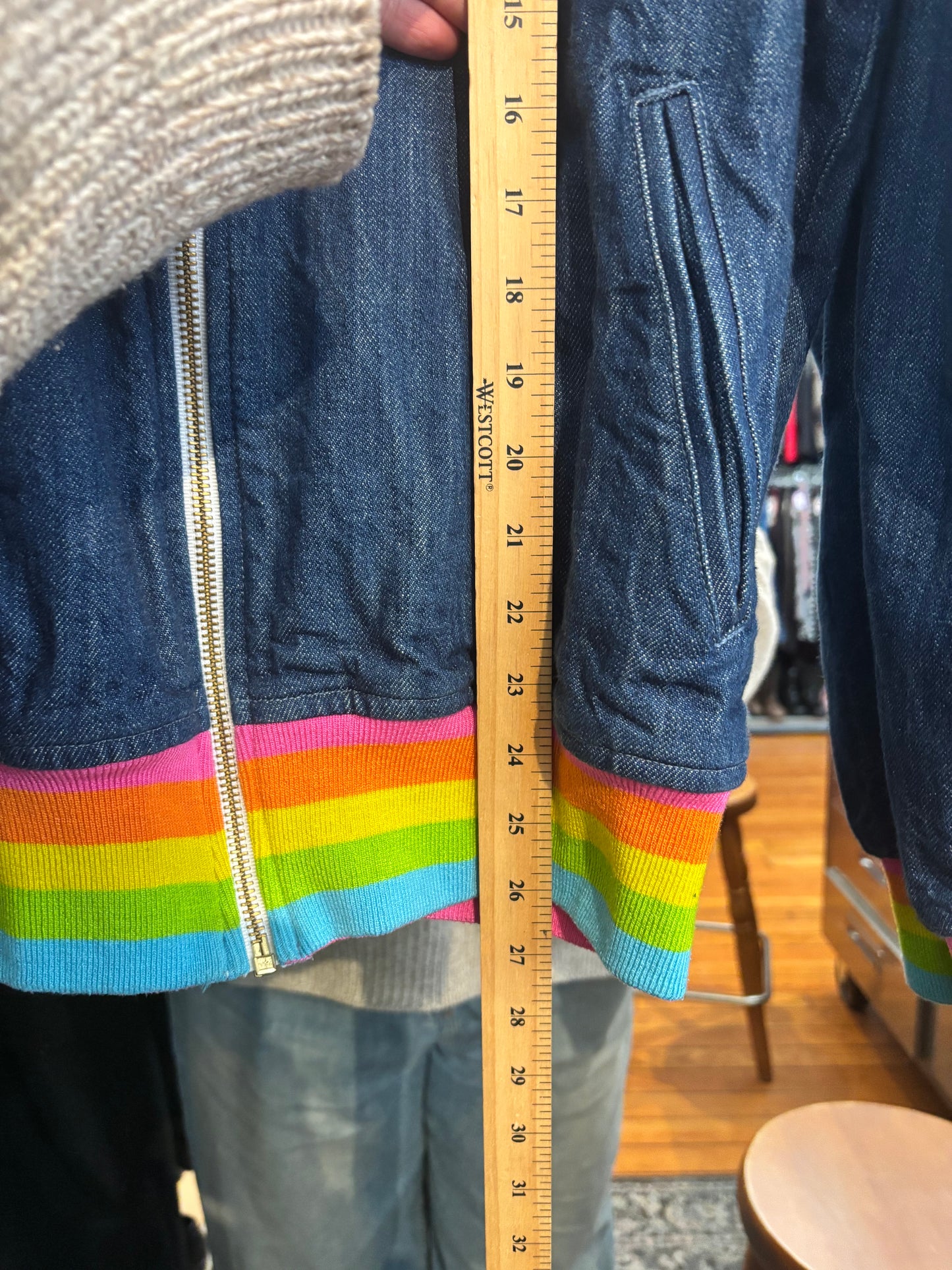 size XXL RARE Big Bud Press rainbow "I'm So Tired" jean jacket
