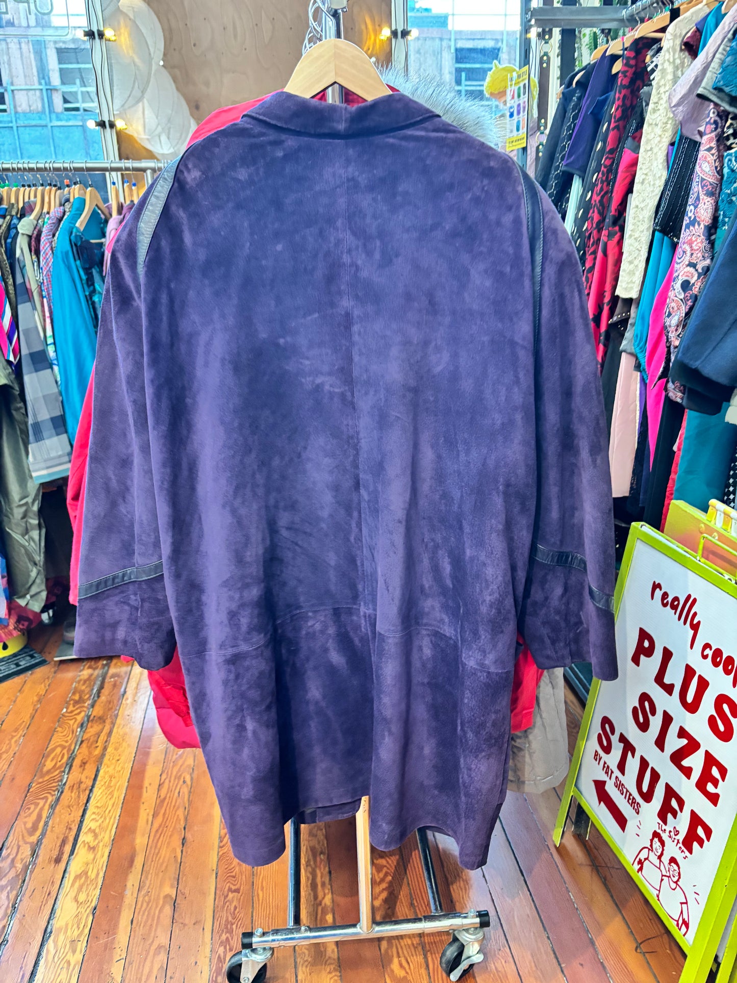 Vintage Michel Antoni purple leather long blazer jacket