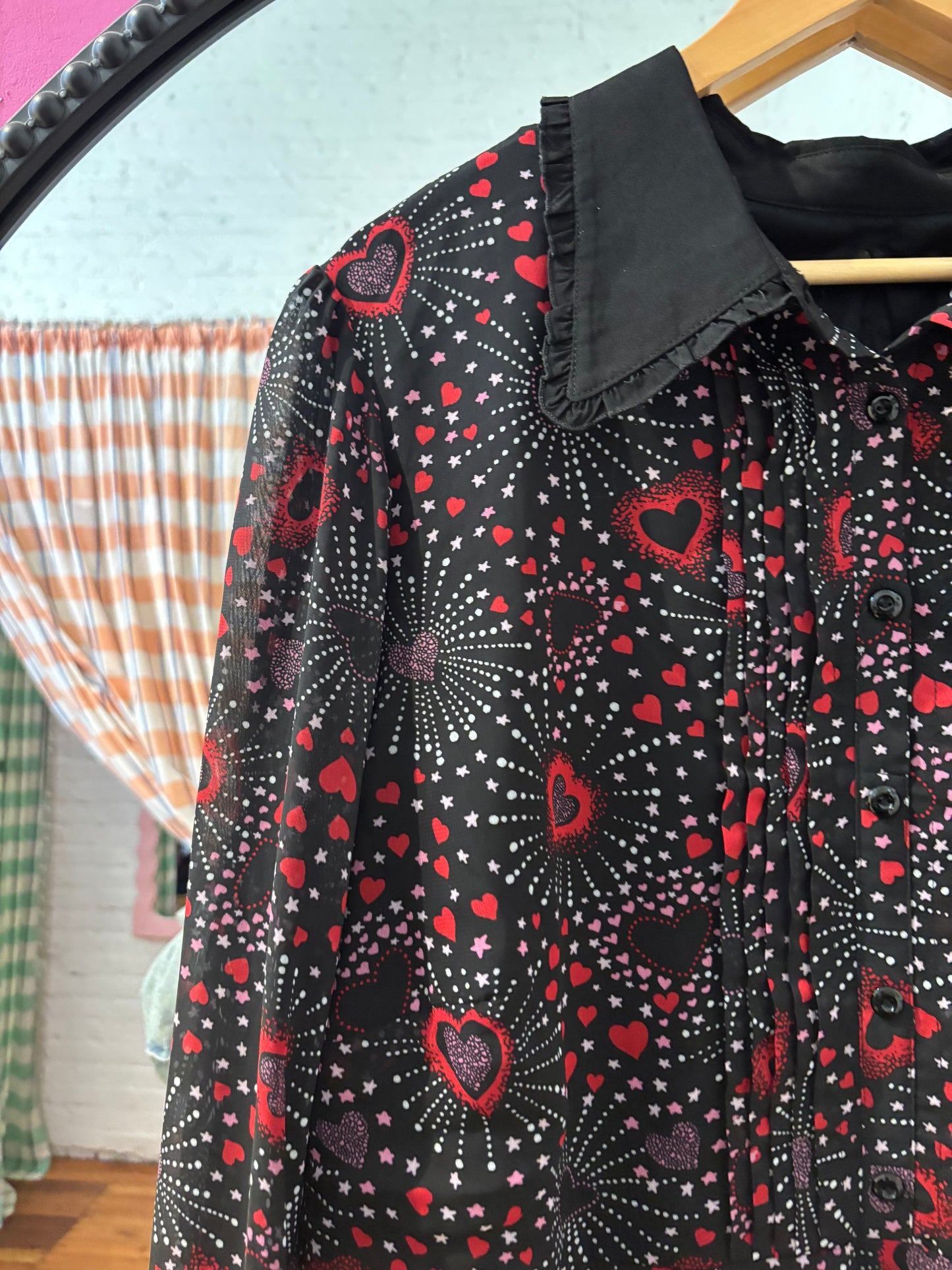 Size UK22 black with pink heart Hell Bunny dress