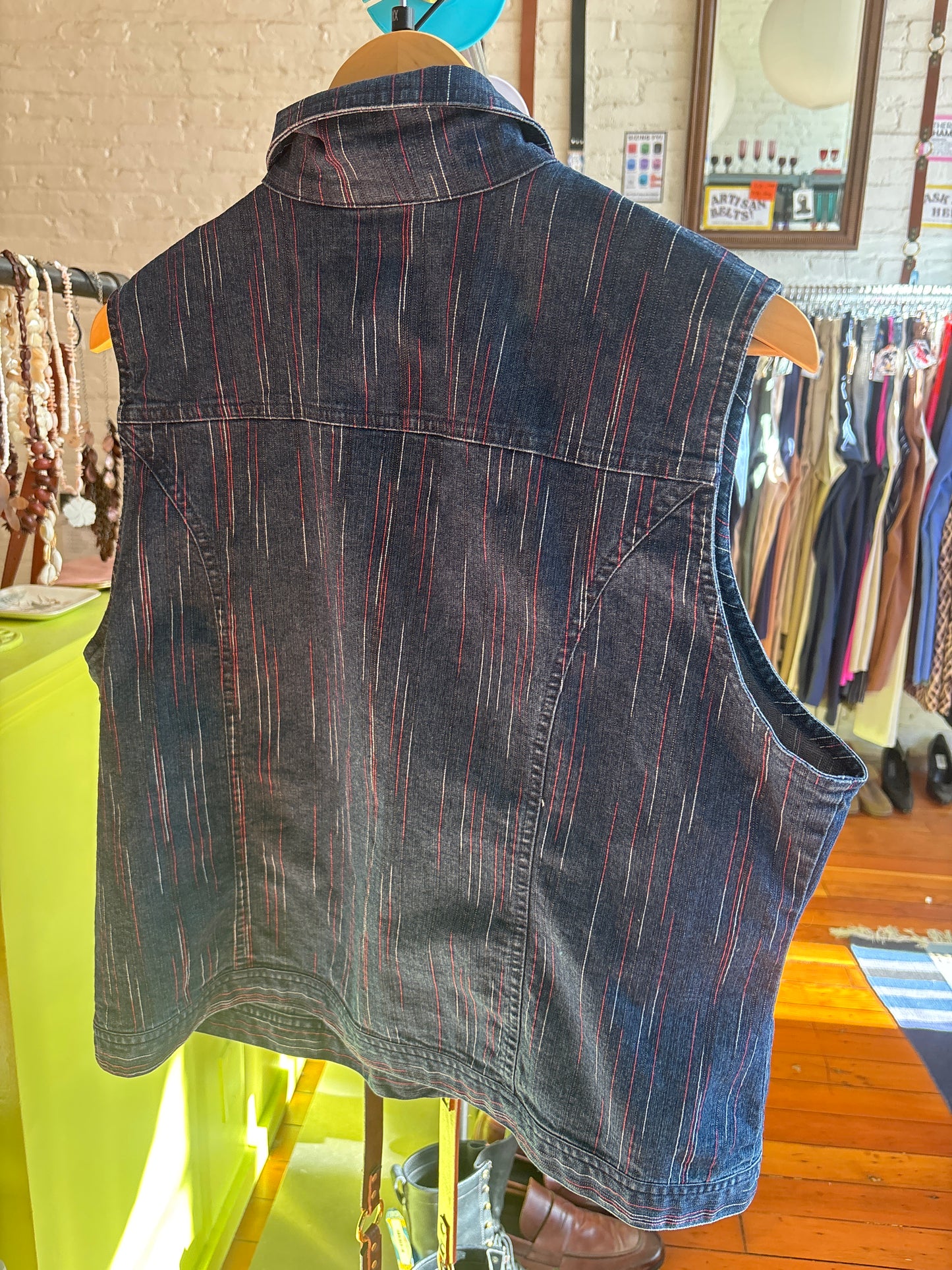 size 18 denim with red VINTAGE Tradition vest