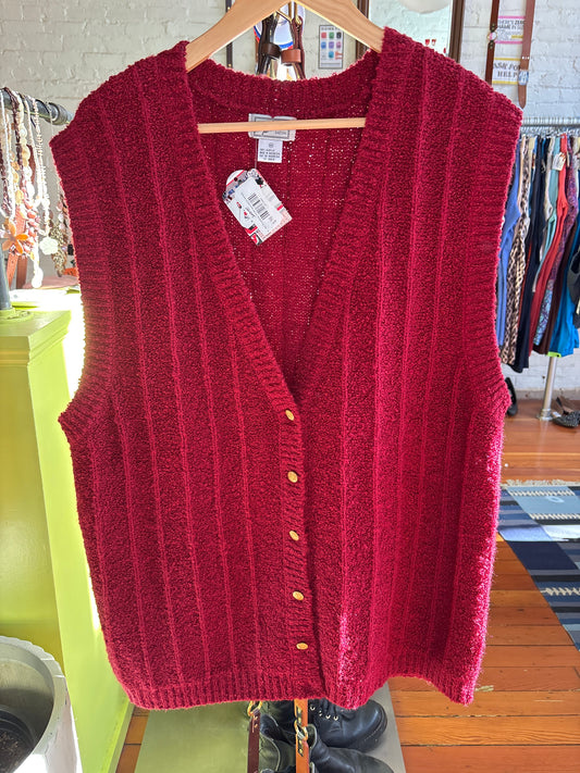 size 3X burgundy knit with gold buttons VINTAGE  vest - knit