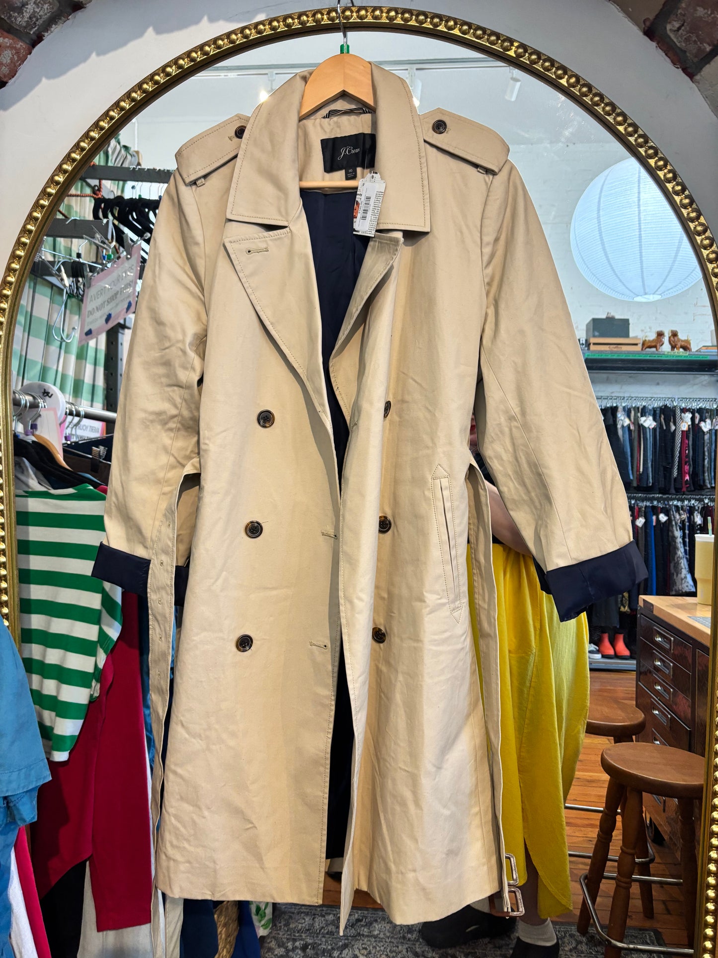 size 16 beige with navy lining J.Crew coat - trench