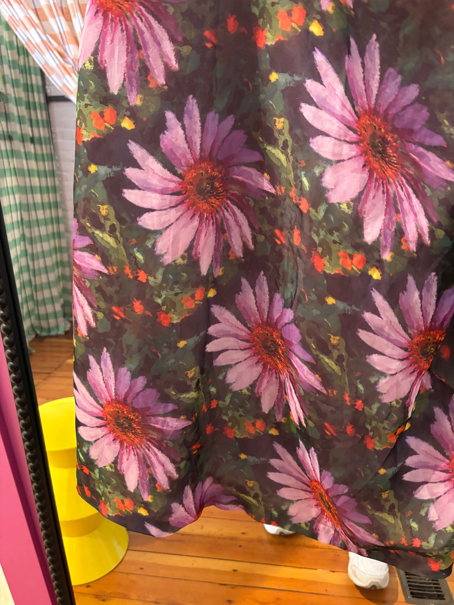 size 4X floral big purple green geode dress- knee