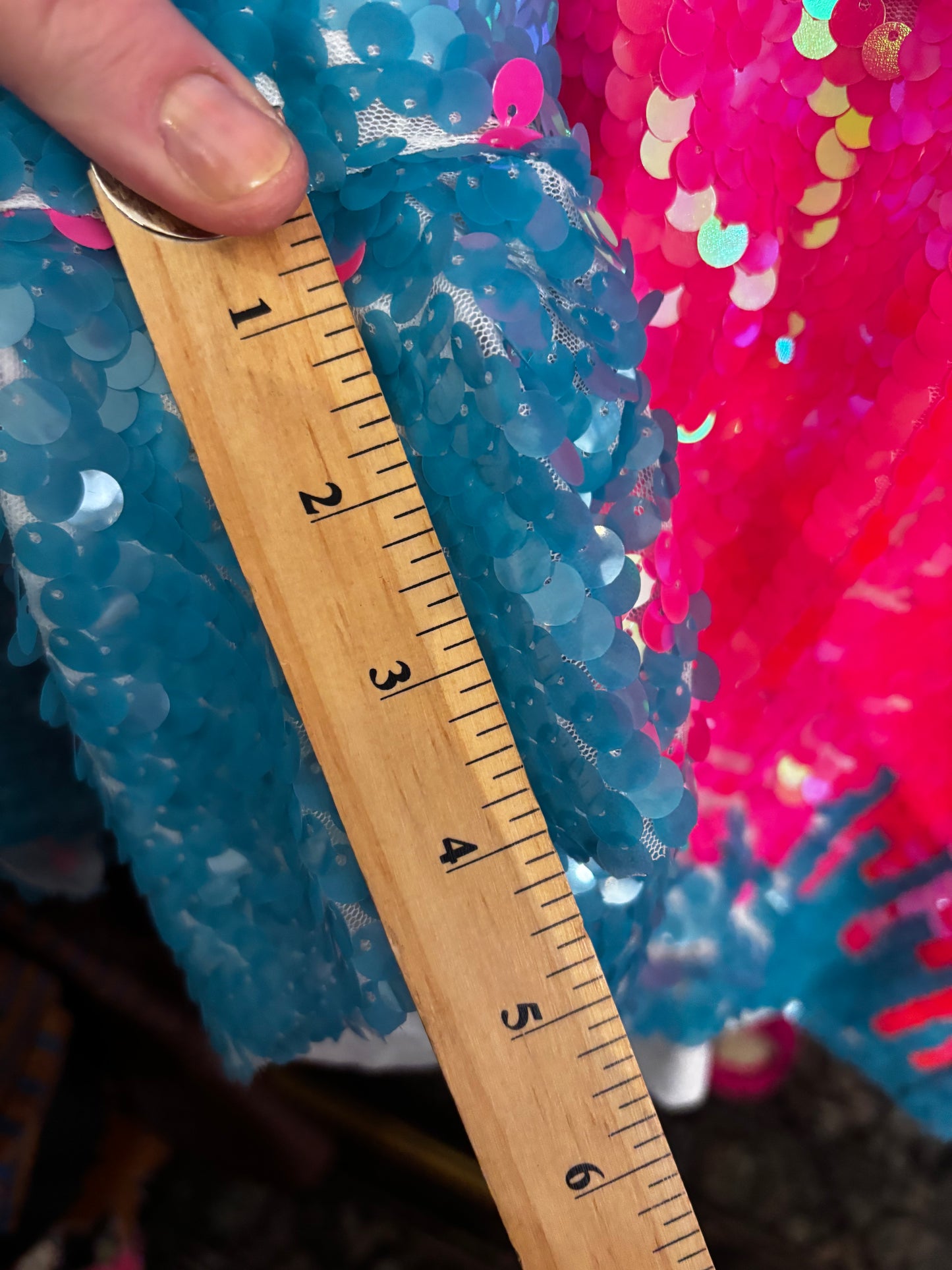 size 5X (small) pink blue sequins XPlusWear dress - boxy