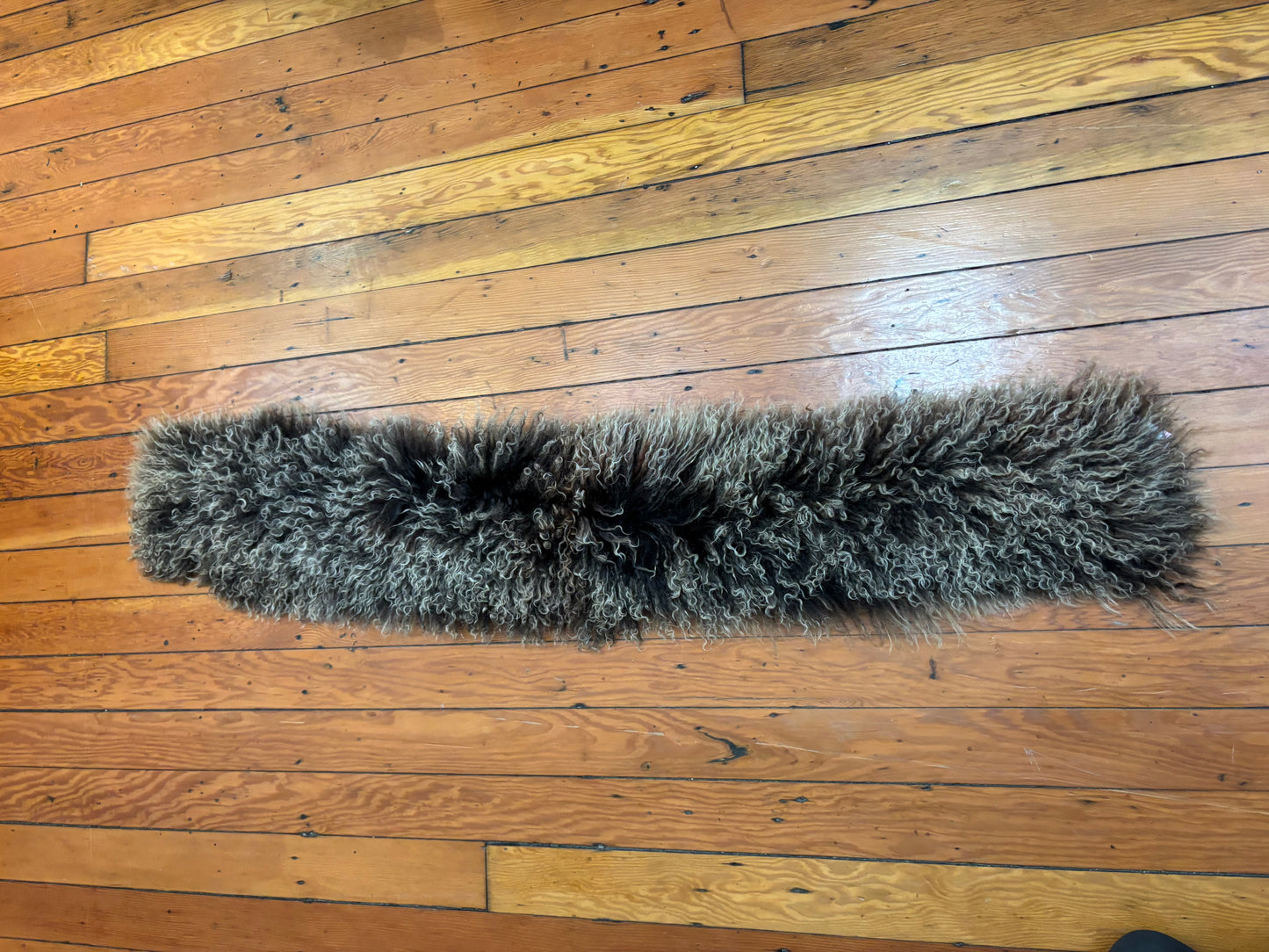 RARE vintage ANN Demeulemeester mongolian wool shearling leather scarf