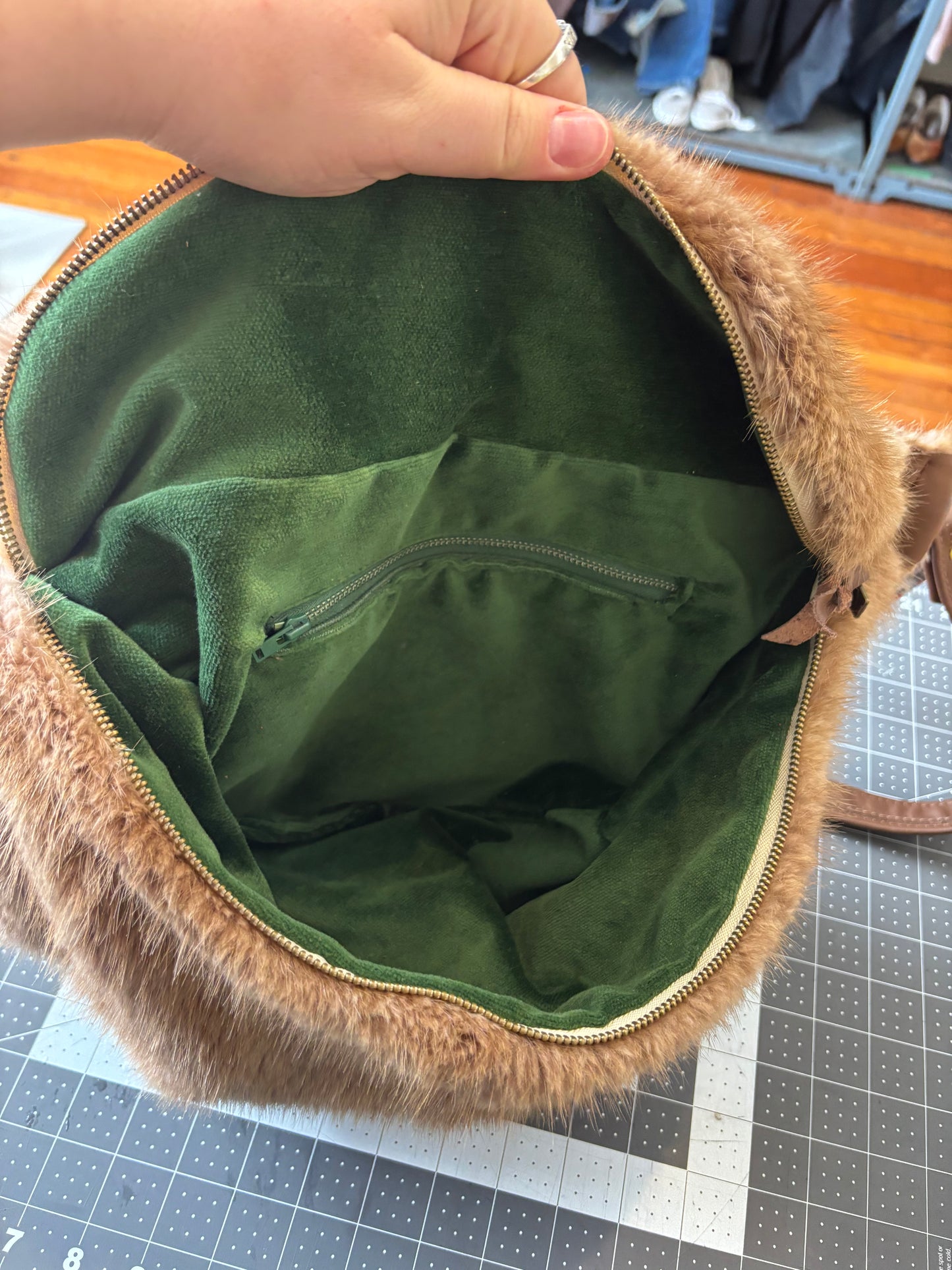 big muskrat pelt local made purse