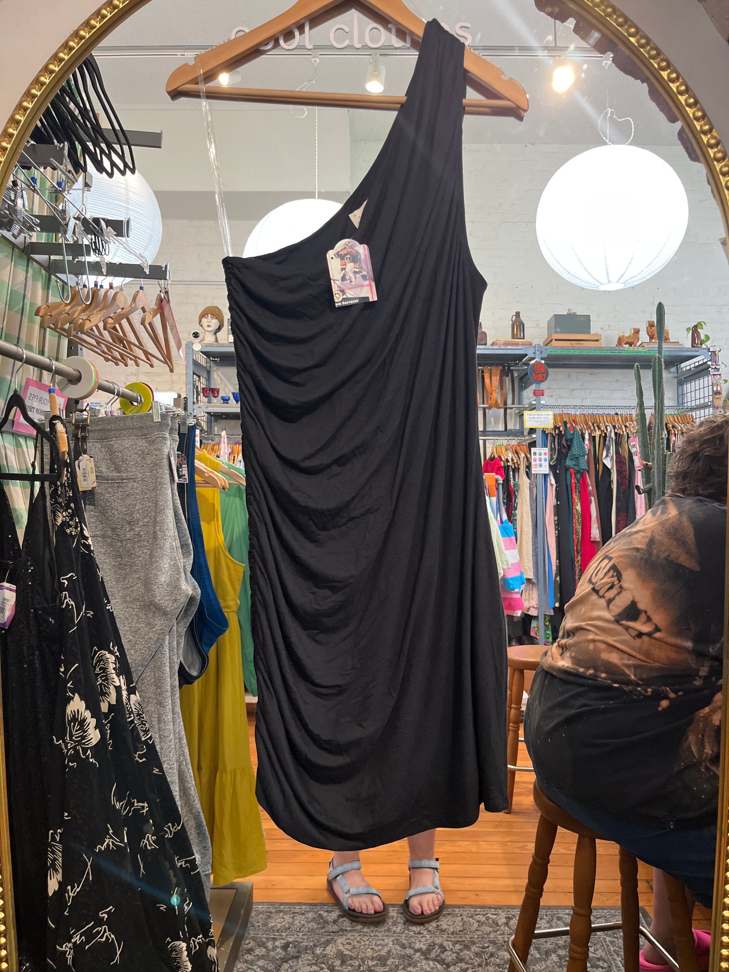 size XL black ruched NWT A new day dress - one shoulder