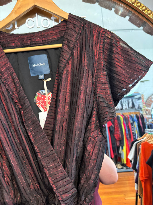 Mod cloth red shiny size 3x wrap dress