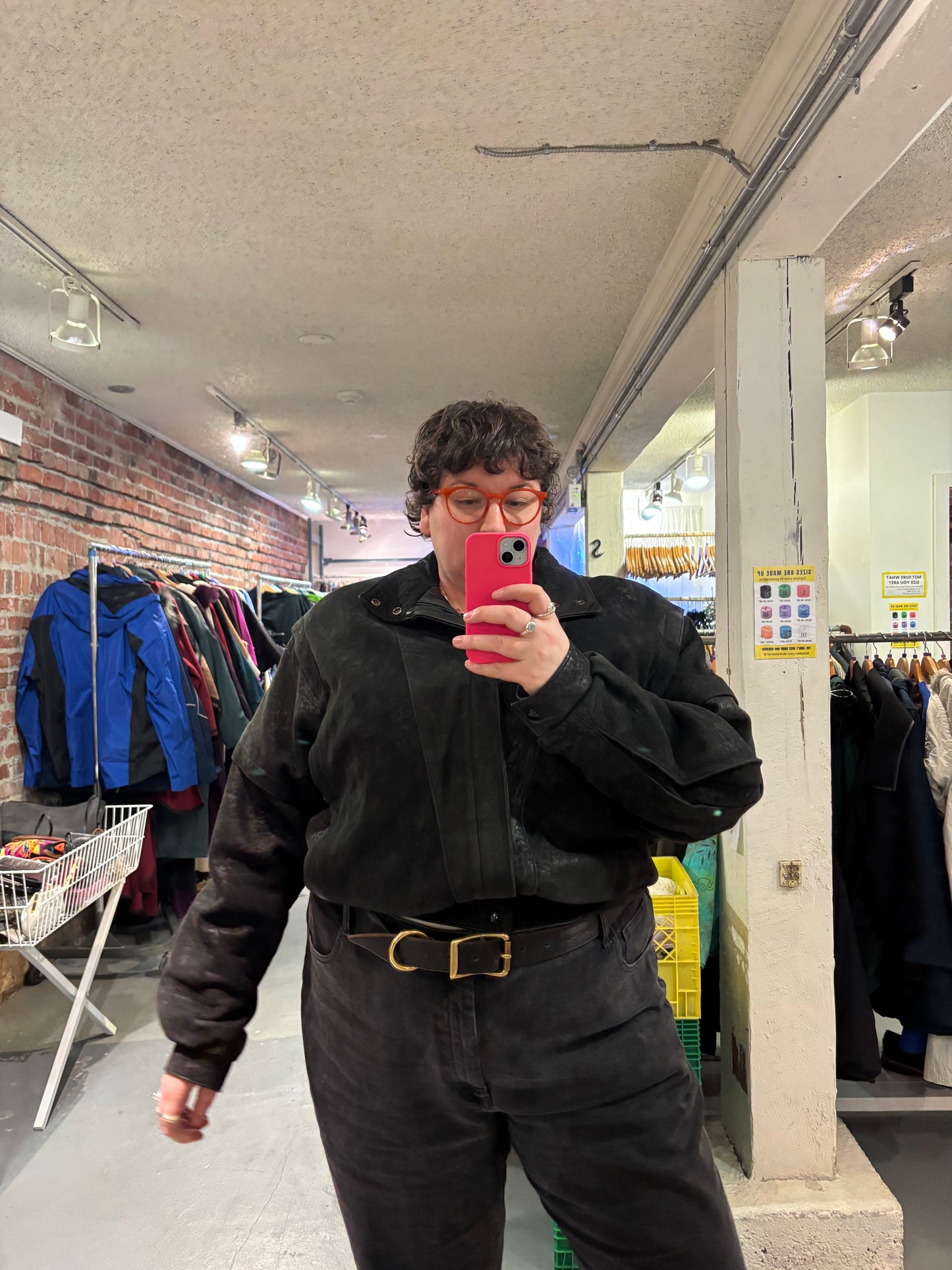 Size 46 tall black leather The Boutique of leathers jacket
