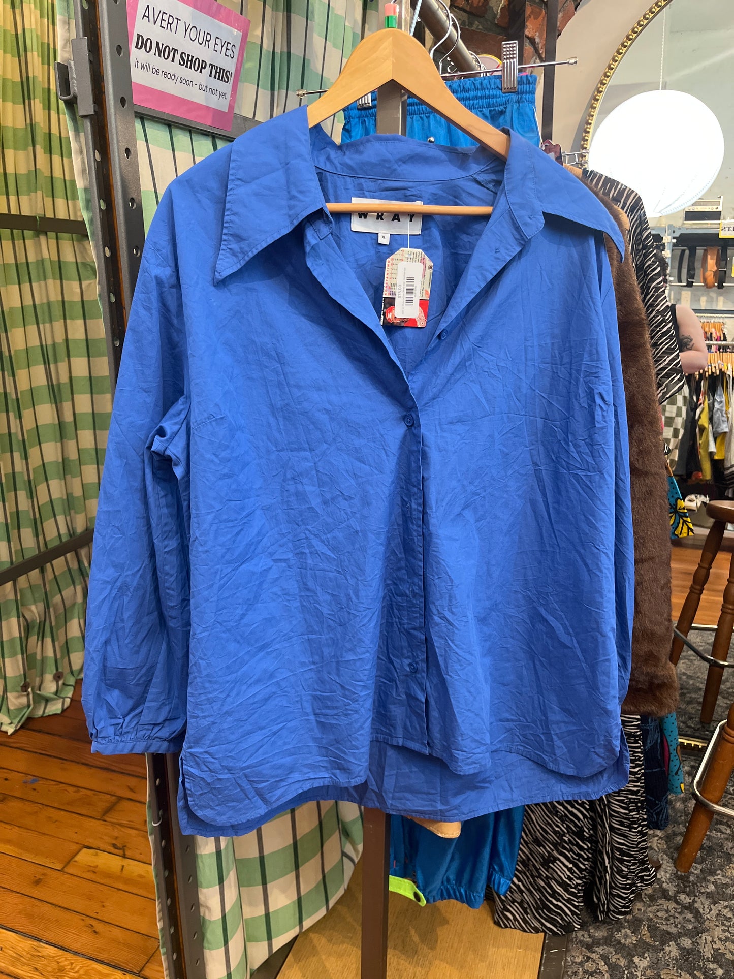 size XL blue cotton Wray top - button up
