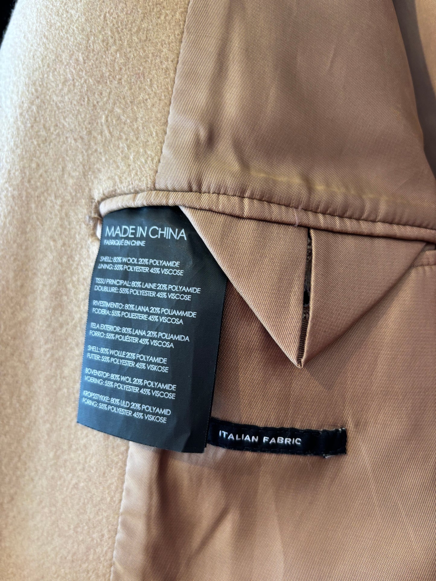 size 40 camel wool blend Club Monaco jacket - long