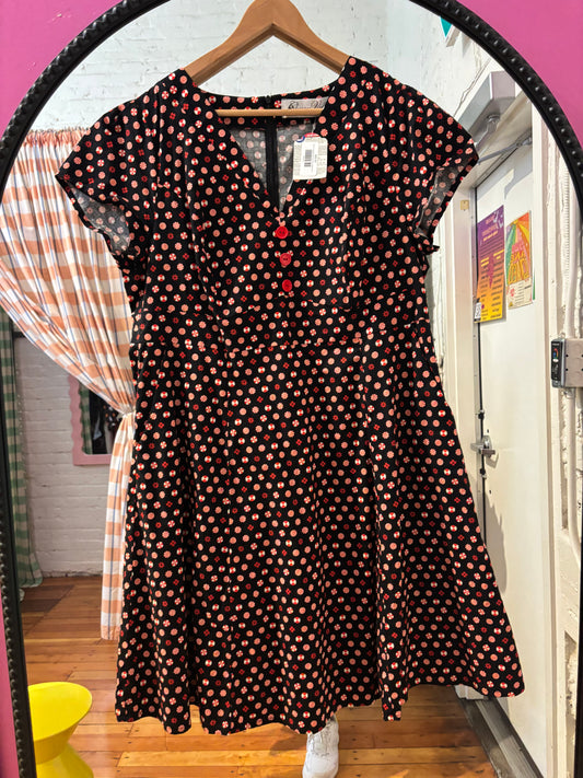 size 0X christmas mints red Cherry Velvet dress - pinup