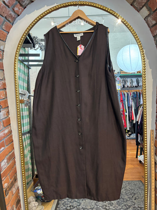 Vintage Maggie Barns Size 32 button-down brown dress