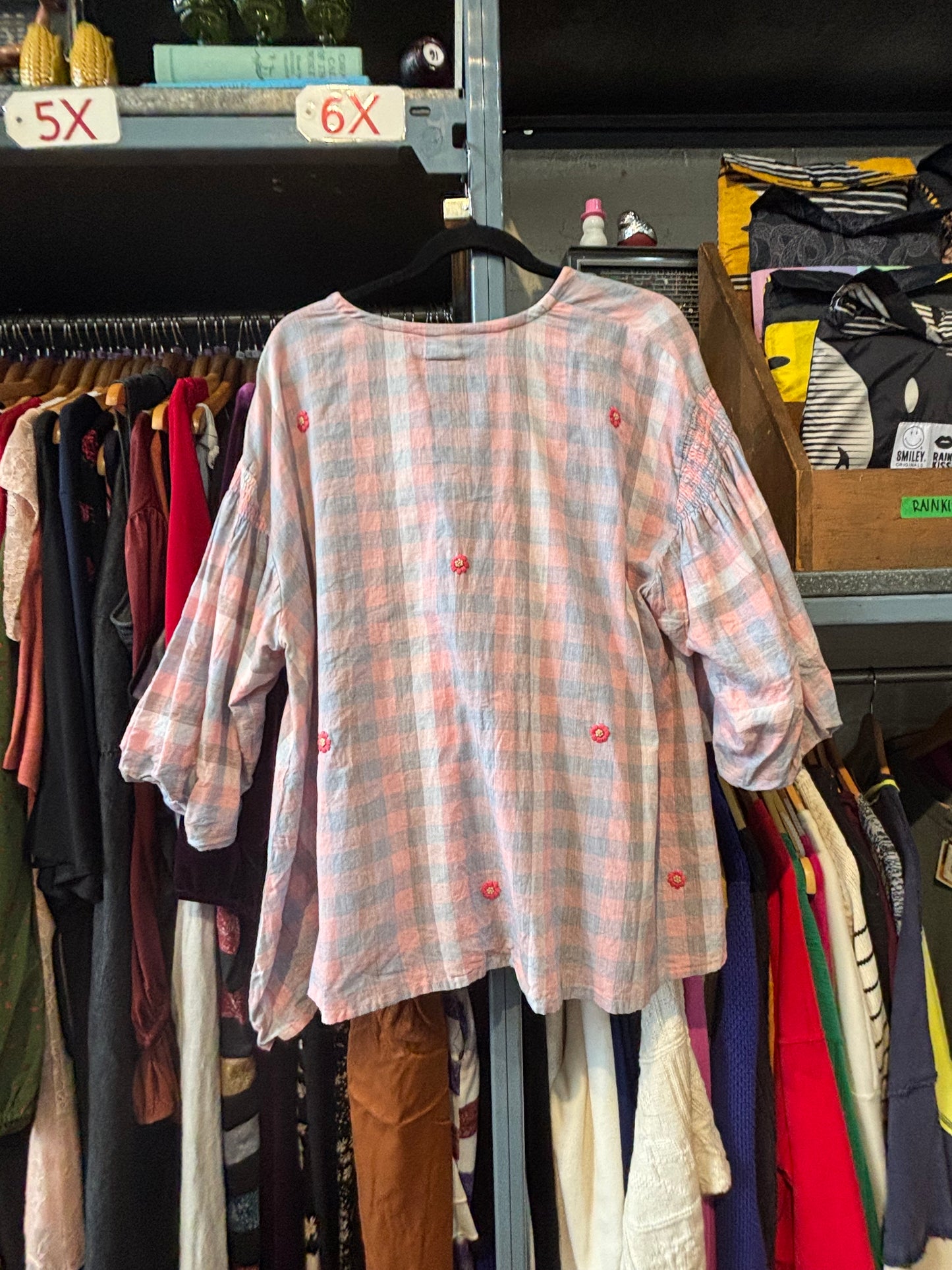 Size XXL pink and blue plaid Little Tienda Top