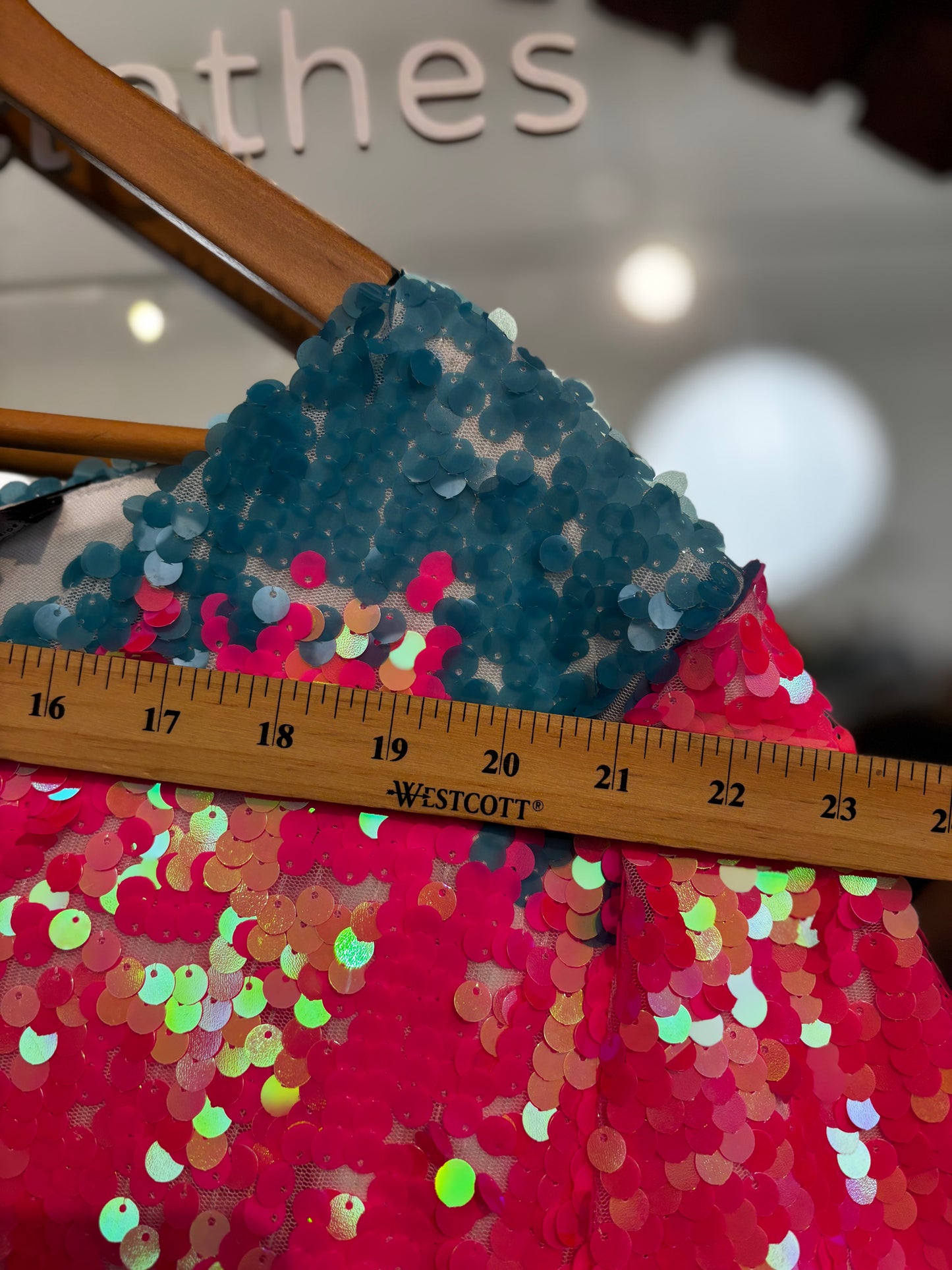 size 5X (small) pink blue sequins XPlusWear dress - boxy