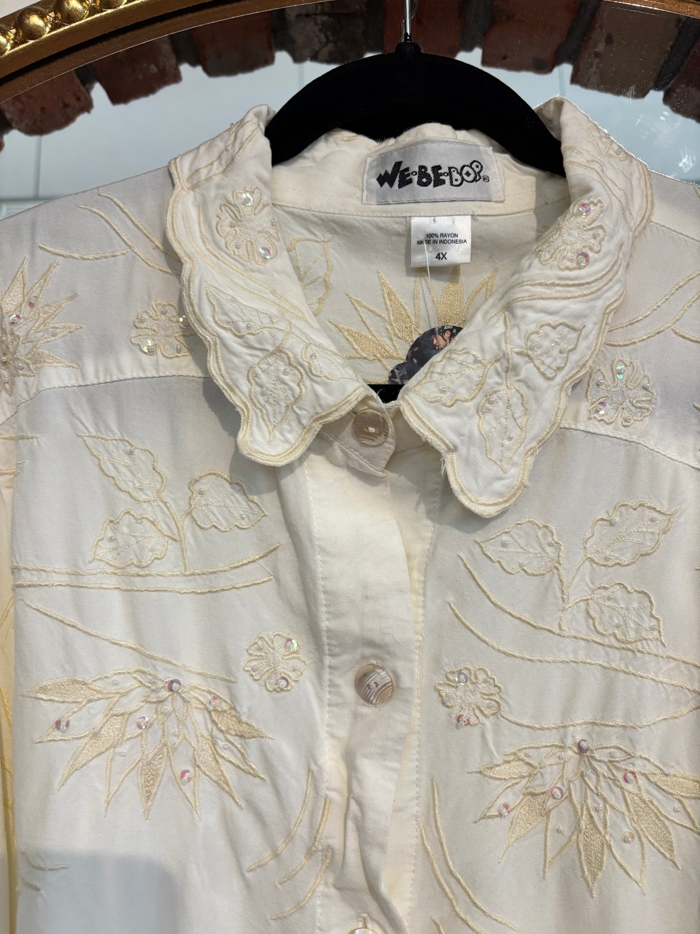 VINTAGE size 4X We Be Bop cream top with beads