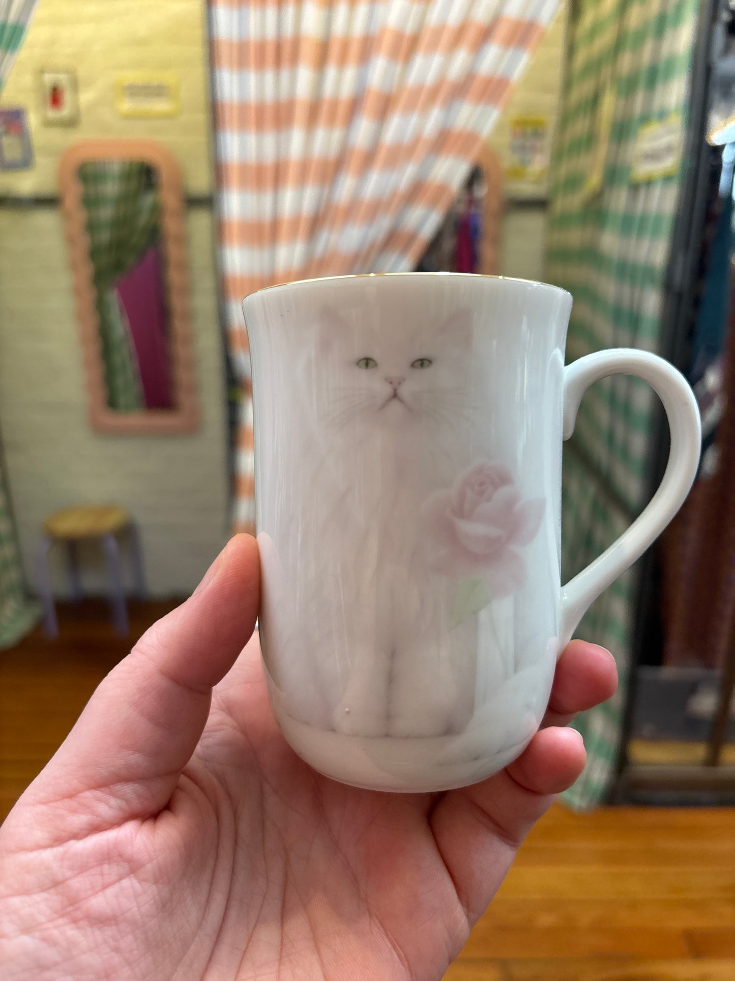 Vintage cat and rose otagiri mug