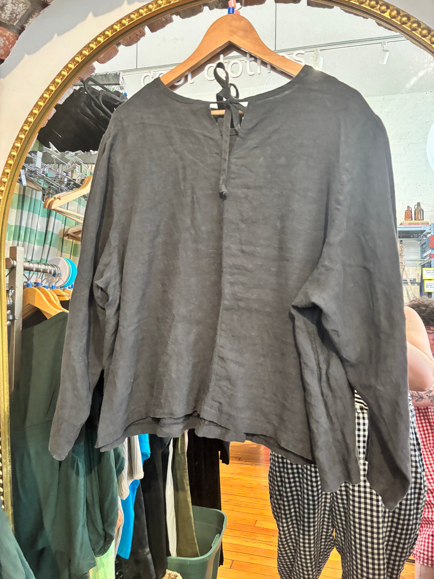 size flex black cotton Muna + Broad pattern top - ties