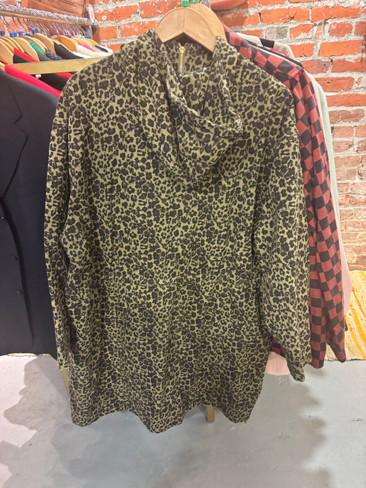 size XLish green leopard Red Sky shacket