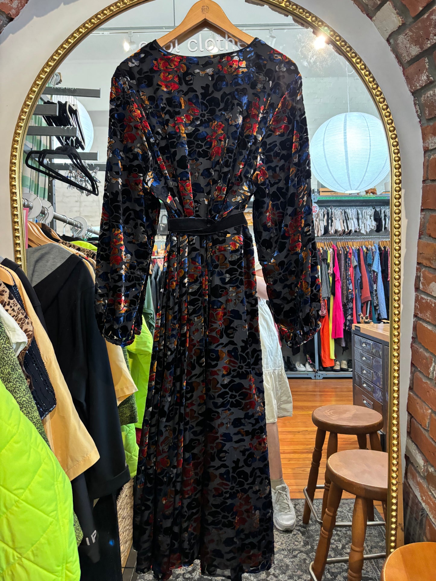 size 3X black red velvet burnout Hutch from Anthro dress - midi wrap