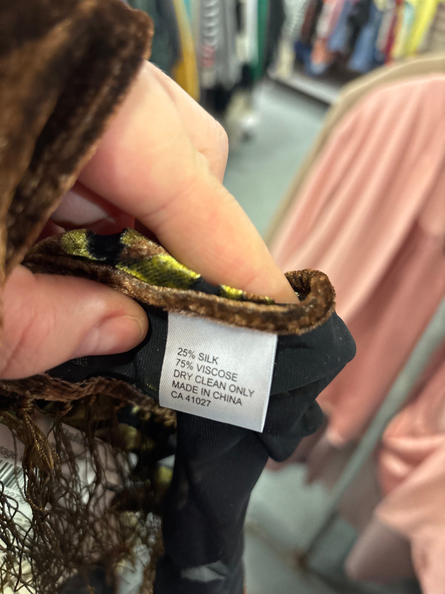 vintage silk blend velvet avocado scarf