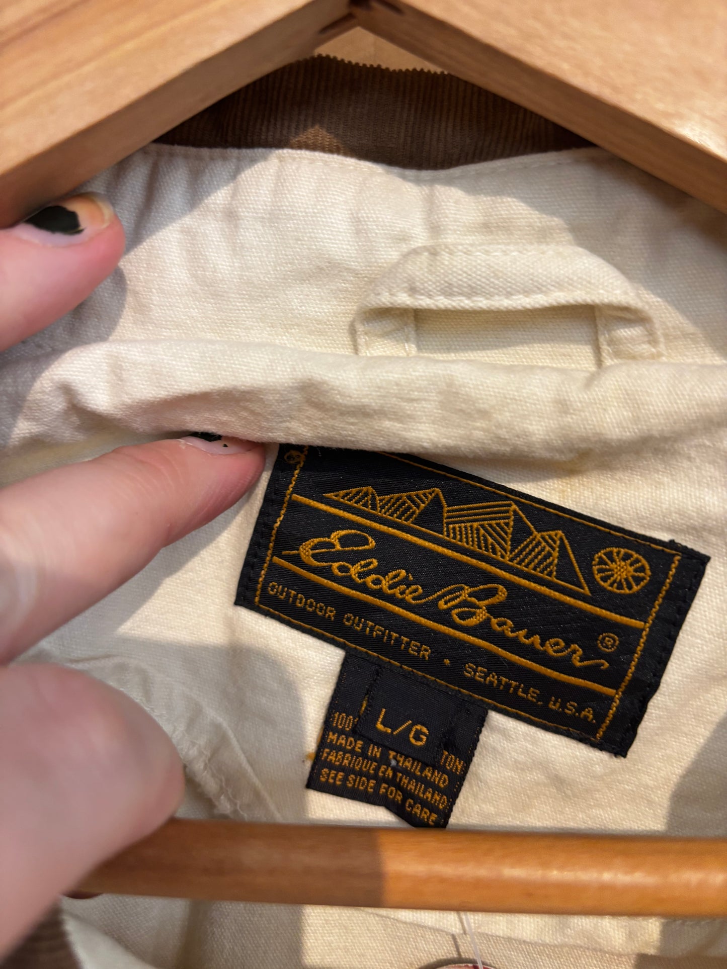 size L/G cream with cord collar VINATGE Eddie Bauer jacket - chore